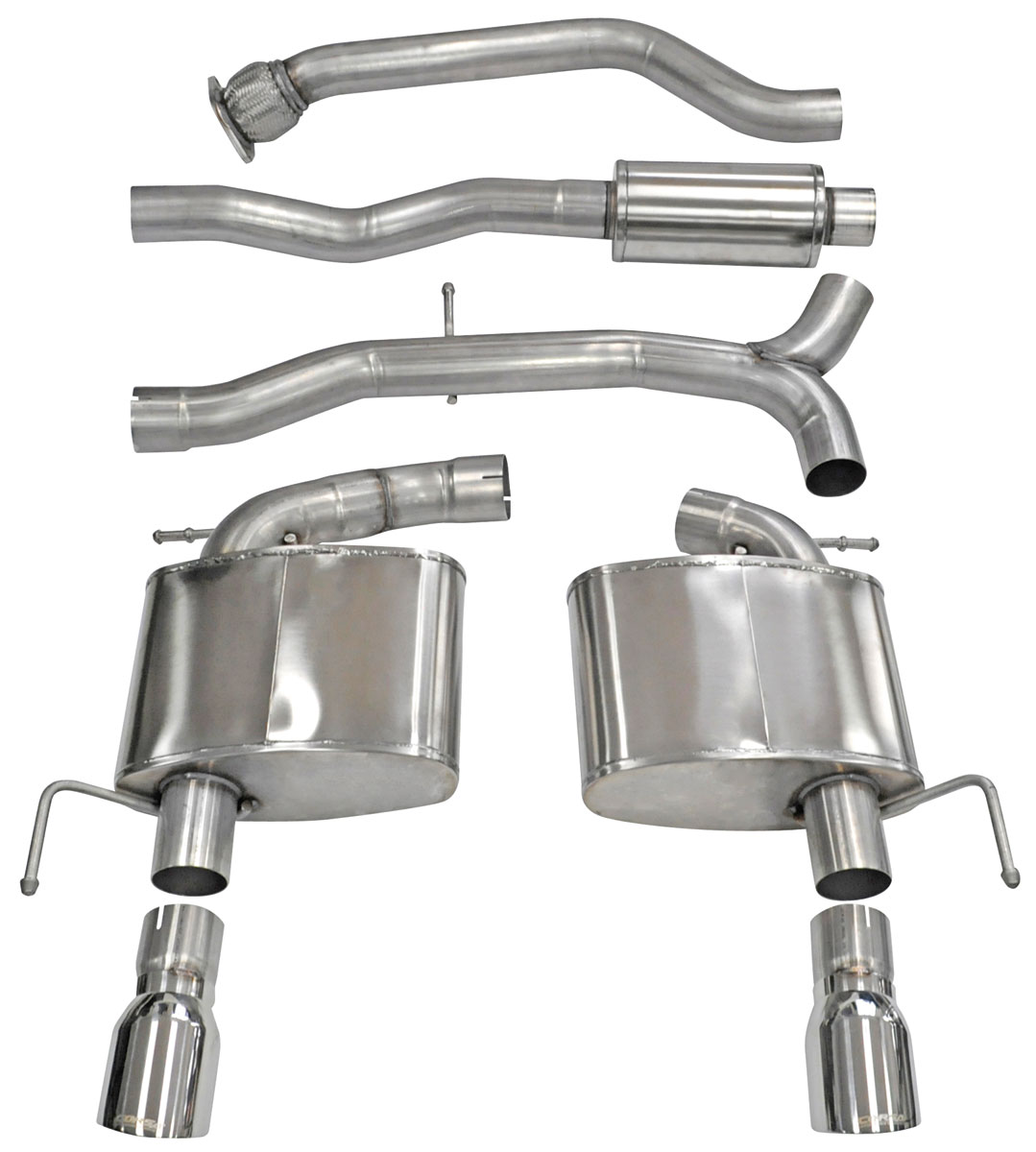 Exhaust System, Corsa, Sport, Cat-Back, 3" Dual Rear Exit, 4" Tips 1 Exhaust System, Corsa, Sport, Cat-Back, 3" Dual Rear Exit, 4" Tips