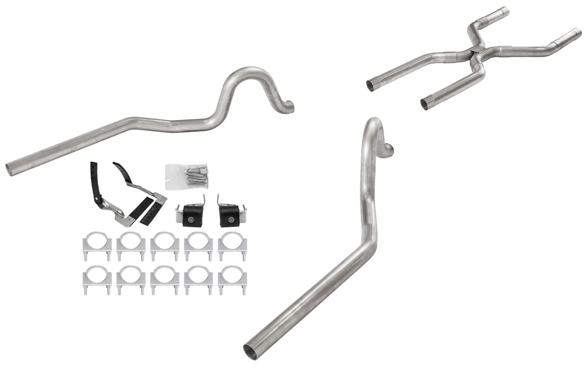 Exhaust Set, Pypes, 1968-72 442, 2.5" Crossmember-Back, H-Pipe w/Valance Exit 1 Exhaust Set, Pypes, 1968-72 442, 2.5" Crossmember-Back, H-Pipe w/Valance Exit