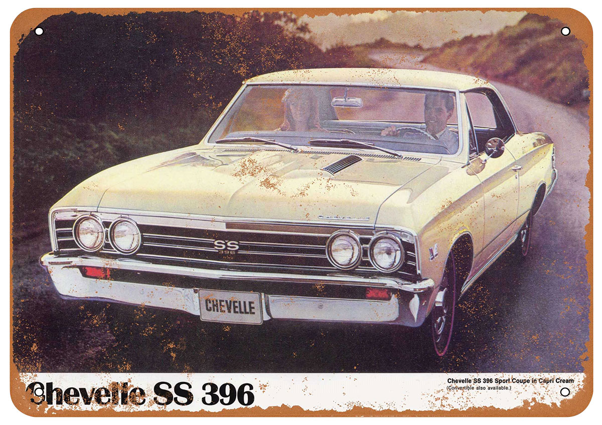 Sign, Aluminum 10"x14", 1967 Chevelle SS 396 Front 1 Sign, Aluminum 10"x14", 1967 Chevelle SS 396 Front