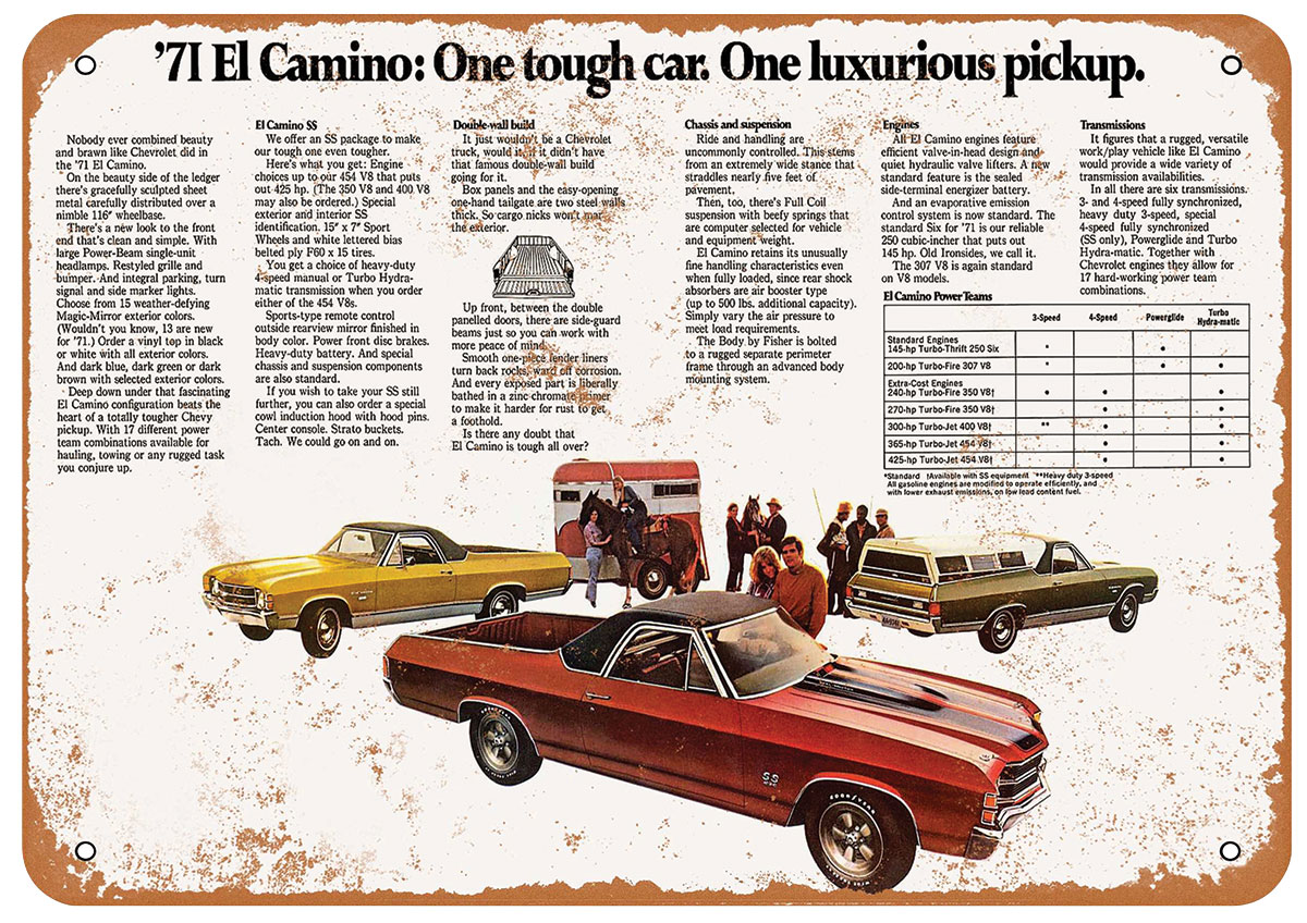 Sign, Aluminum 10"x14", 1971 El Camino 1 Sign, Aluminum 10"x14", 1971 El Camino