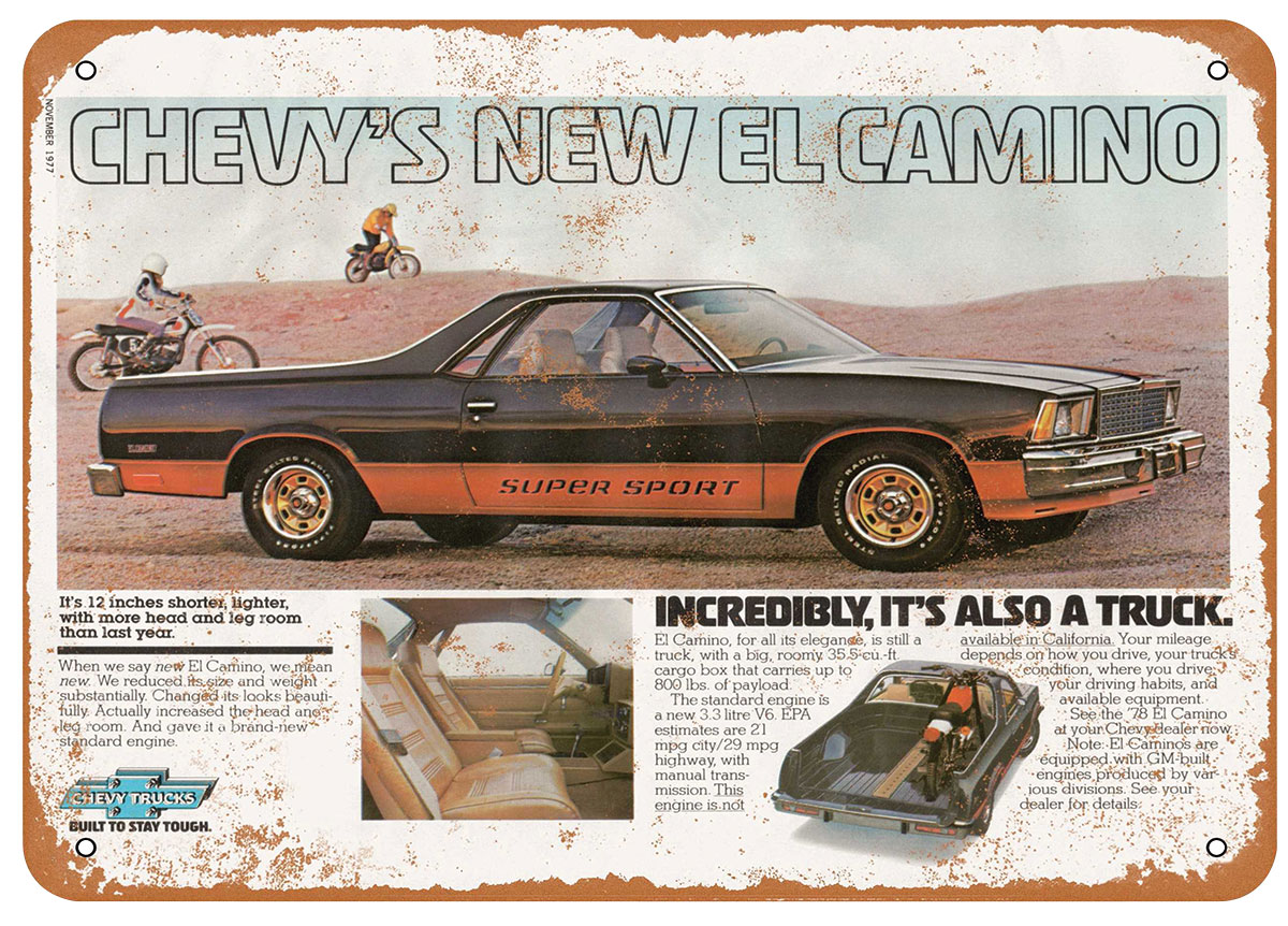 Sign, Aluminum 10"x14", 1977 El Camino SS 1 Sign, Aluminum 10"x14", 1977 El Camino SS