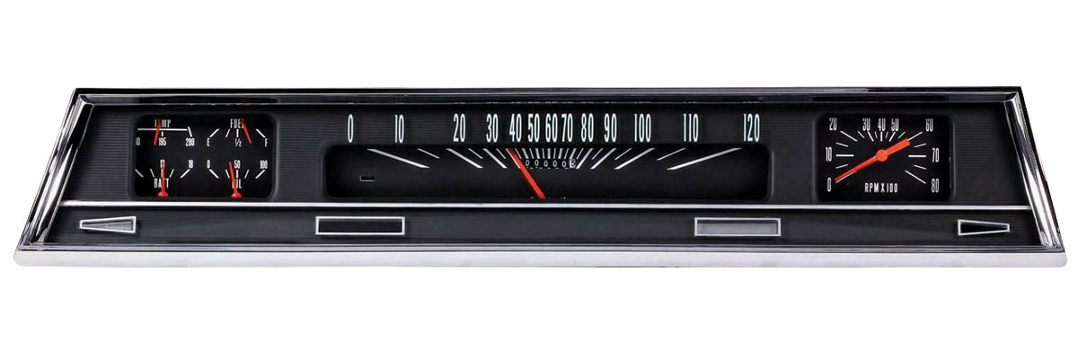 Gauge Set, 1966-67 Chevelle/ El Camino, Floor Shift, Speedo/Tach/Quad