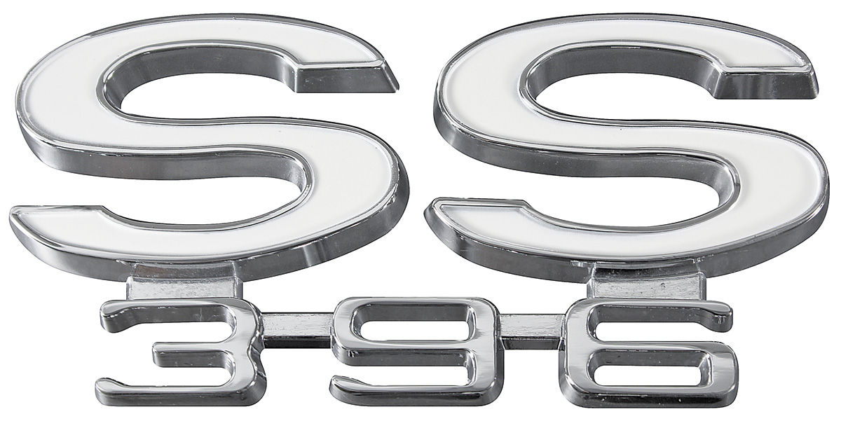 Emblem, Rear Panel, 1966 Chevelle, "SS396" 1 Emblem, Rear Panel, 1966 Chevelle, "SS396"