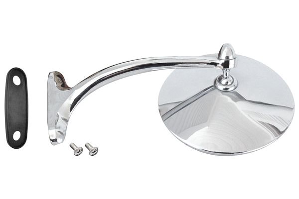 Mirror, Outside, 1936-49 Cadillac, 4.5" Round, w/Gasket and Screws, King Bee 1 Mirror, Outside, 1936-49 Cadillac, 4.5" Round, w/Gasket and Screws, King Bee