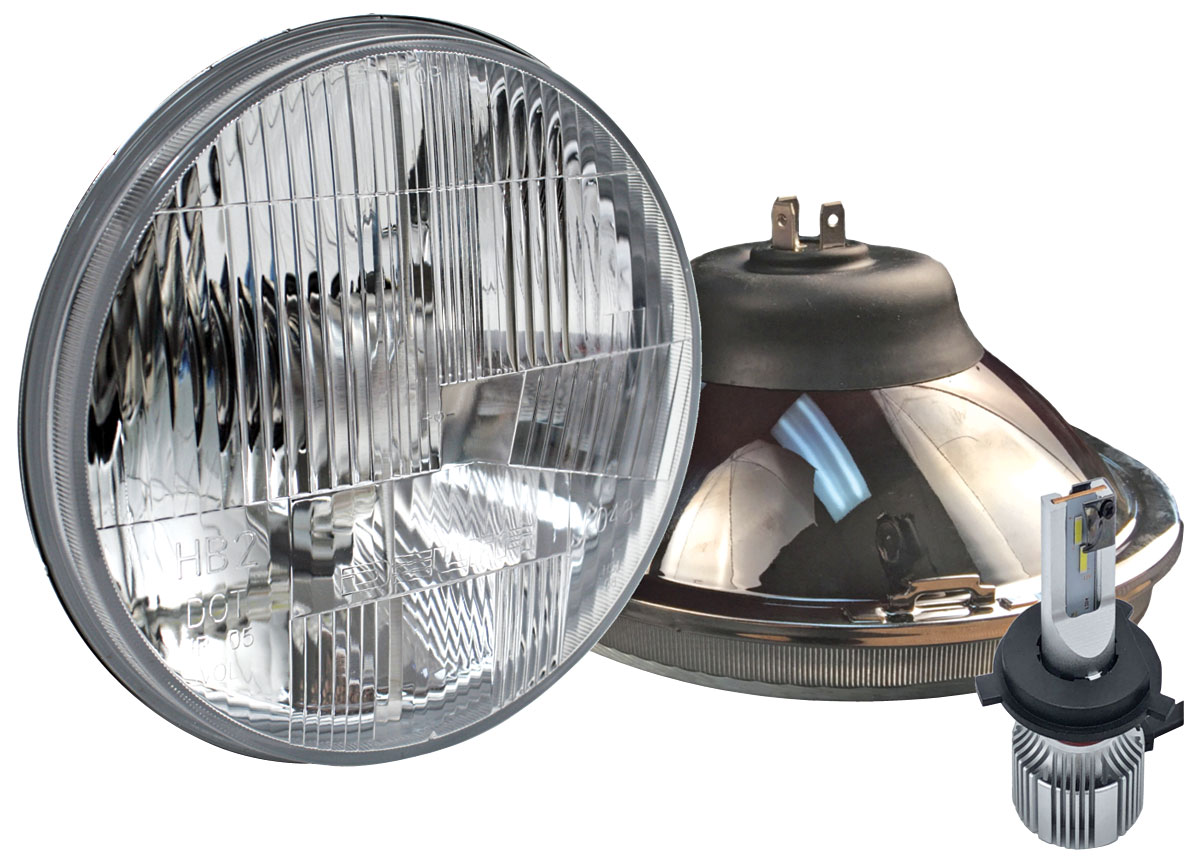 Headlights, Delta Lights LED 7" Round w/Halo, Flat Glass, H4, Hi/Lo, Switchback 1 Headlights, Delta Lights LED 7" Round w/Halo, Flat Glass, H4, Hi/Lo, Switchback