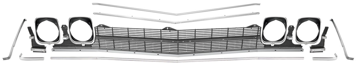 Grille Kit, 69 Chevelle/El Camino, w/ Ctr Molding, Deluxe 1 Grille Kit, 69 Chevelle/El Camino, w/ Ctr Molding, Deluxe