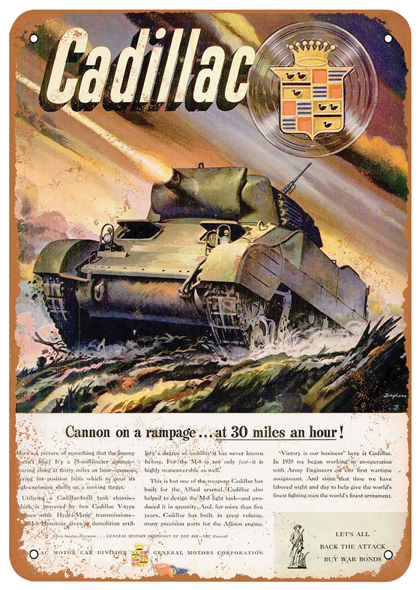 Sign, Aluminum 10"x14", Cadillac Tank 1 Sign, Aluminum 10"x14", Cadillac Tank