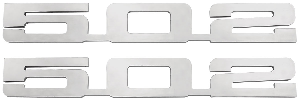 Emblems, 502, Mirror Polished Stainless, Laser Cut, Pair