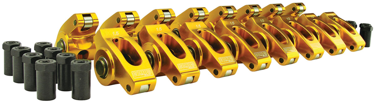 Rocker Arms, Gold ARC, Comp Cams, SB Chevy, 7/16", 1.5 Ratio 1 Rocker Arms, Gold ARC, Comp Cams, SB Chevy, 7/16", 1.5 Ratio