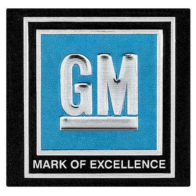 Decal, Seat Belt Push Button, 1967-72, GM Mark of Excellence 1 Decal, Seat Belt Push Button, 1967-72, GM Mark of Excellence