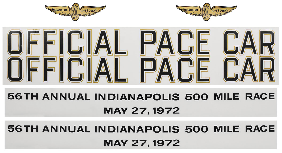 Decals, Door, 1972 Cutlass, Pace Car 1 Decals, Door, 1972 Cutlass, Pace Car