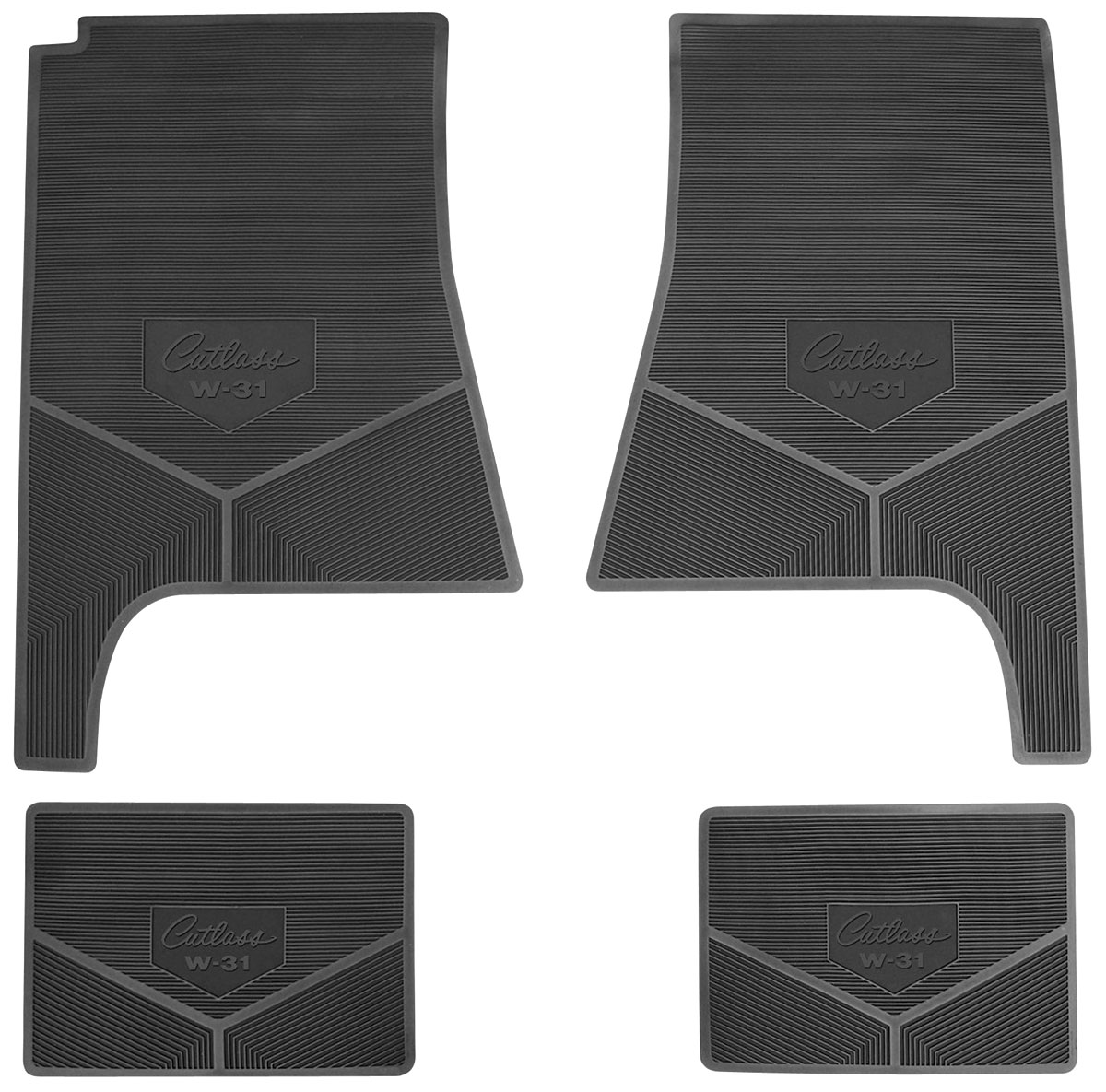 Floor Mats, Rubber, 1969 Cutlass W-31, Standard Script 1 Floor Mats, Rubber, 1969 Cutlass W-31, Standard Script