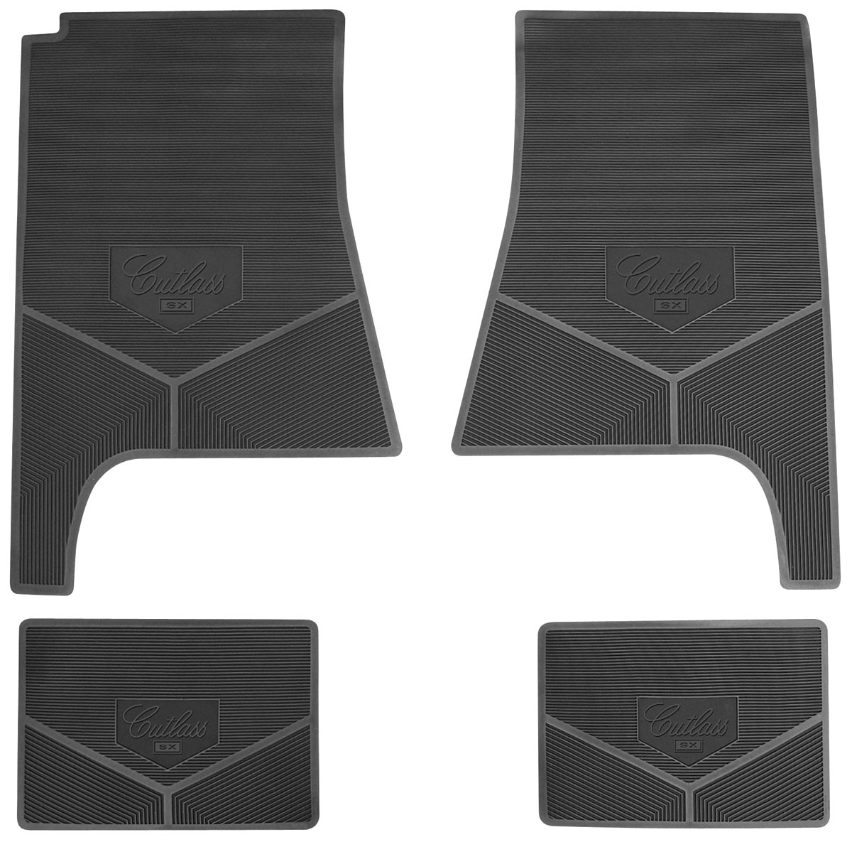 Floor Mats, Rubber, 1971 Cutlass SX, Standard Script 1 Floor Mats, Rubber, 1971 Cutlass SX, Standard Script