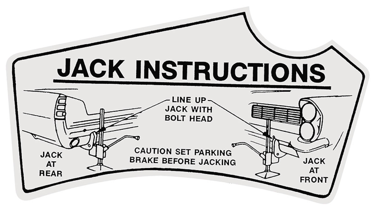 Decal, Jacking Instructions, 1963 Pontiac, In Trunk 1 Decal, Jacking Instructions, 1963 Pontiac, In Trunk