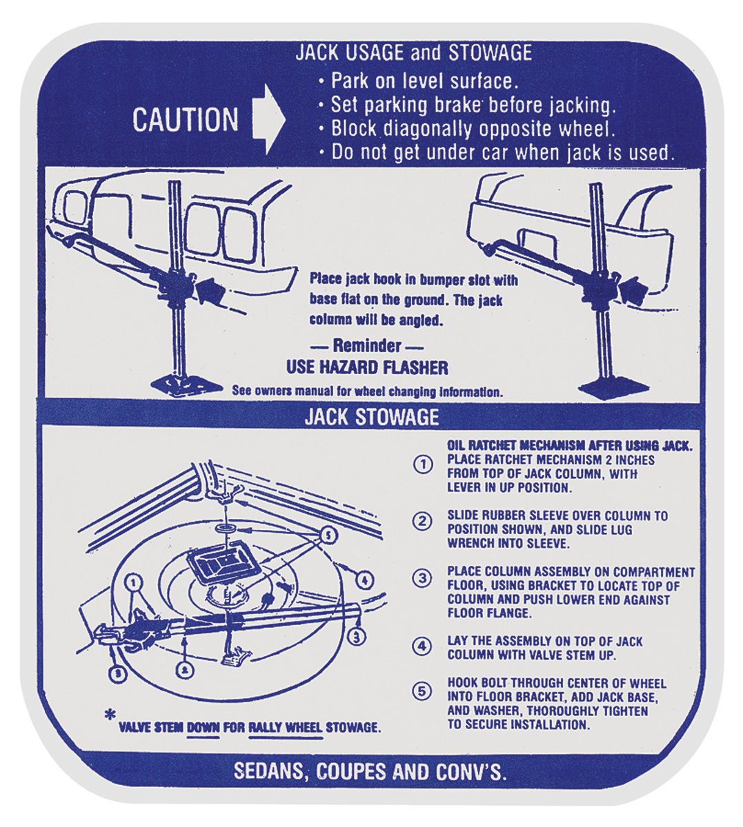 Decal, Jacking Instructions, 1970 Grand Prix, In Trunk, GM # 479104 1 Decal, Jacking Instructions, 1970 Grand Prix, In Trunk, GM # 479104
