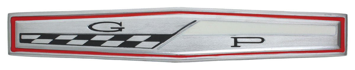 Emblem, Trunk Lid/Quarter Panel, 1963 Grand Prix, "GP" 1 Emblem, Trunk Lid/Quarter Panel, 1963 Grand Prix, "GP"