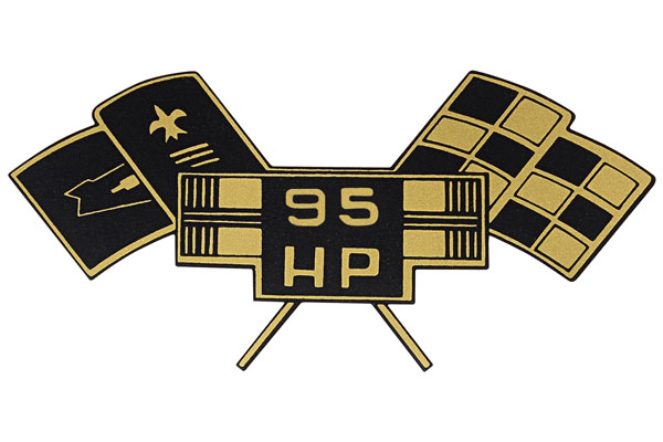 Decal, Engine Shroud, 1964-69 Corvair, 95 HP Crossed Flag 1 Decal, Engine Shroud, 1964-69 Corvair, 95 HP Crossed Flag