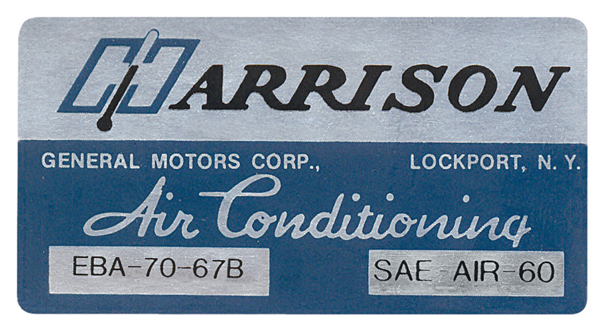Decal, Evaporator Box, 1967 GM, Harrison Air Conditioning, EBA 7067B 1 Decal, Evaporator Box, 1967 GM, Harrison Air Conditioning, EBA 7067B