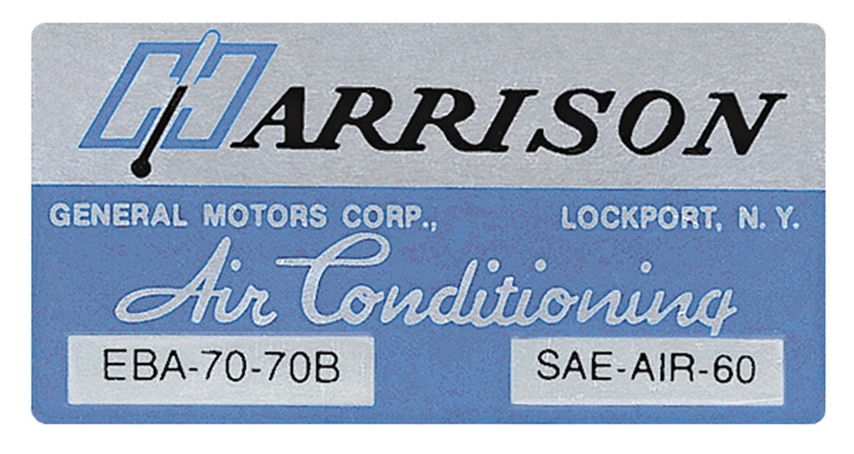Decal, Evaporator Box, 1970 GM, Harrison Air Conditioning, EBA 7070B 1 Decal, Evaporator Box, 1970 GM, Harrison Air Conditioning, EBA 7070B