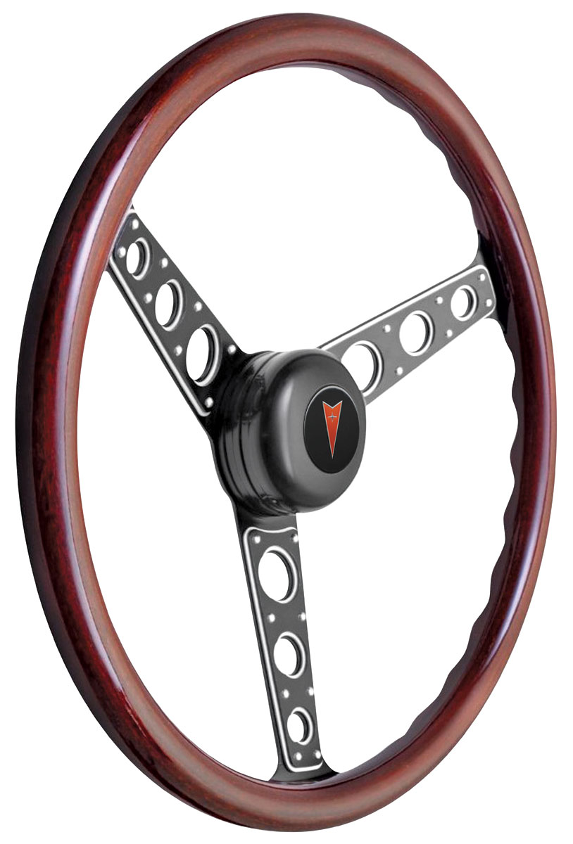 Steering Wheel Kit, 1959-68 Pontiac, Autocross II, Pontiac Crest Cap, Wood 1 Steering Wheel Kit, 1959-68 Pontiac, Autocross II, Pontiac Crest Cap, Wood
