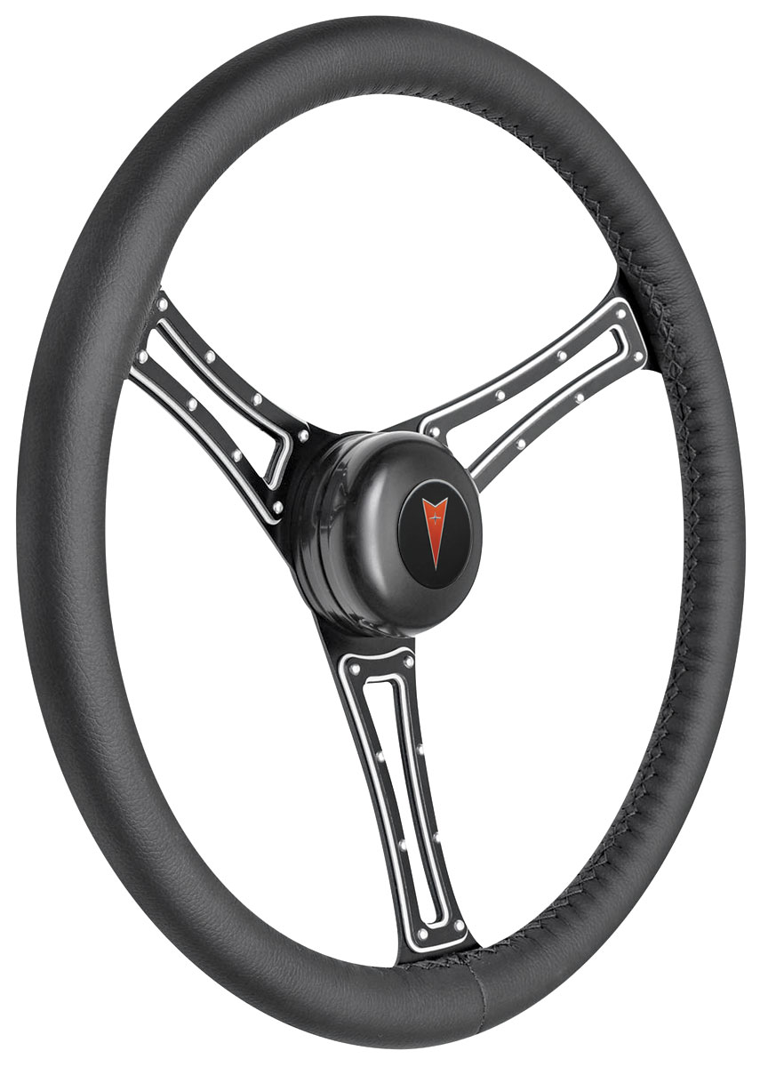 Steering Wheel Kit, 1959-68 Pontiac, Autocross, Pontiac Crest Cap, Leather 1 Steering Wheel Kit, 1959-68 Pontiac, Autocross, Pontiac Crest Cap, Leather
