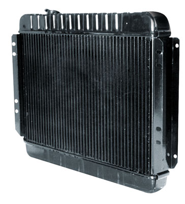 Radiator, Std Core, 1965 Cutlass, V8, w/AC, 4-Row, 17-3/8" x 24-3/4", PS. Fill