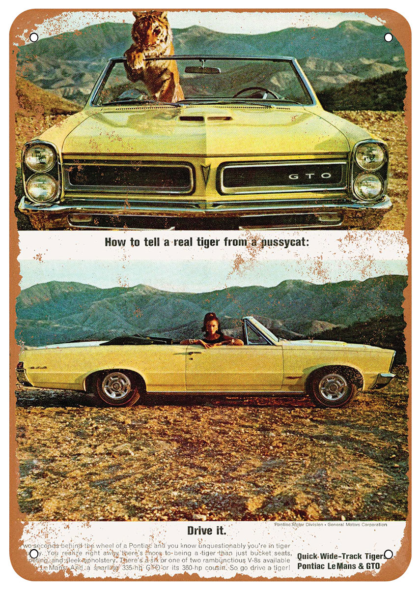 Sign, Aluminum 10"x14", 1965 GTO Convertible 1 Sign, Aluminum 10"x14", 1965 GTO Convertible