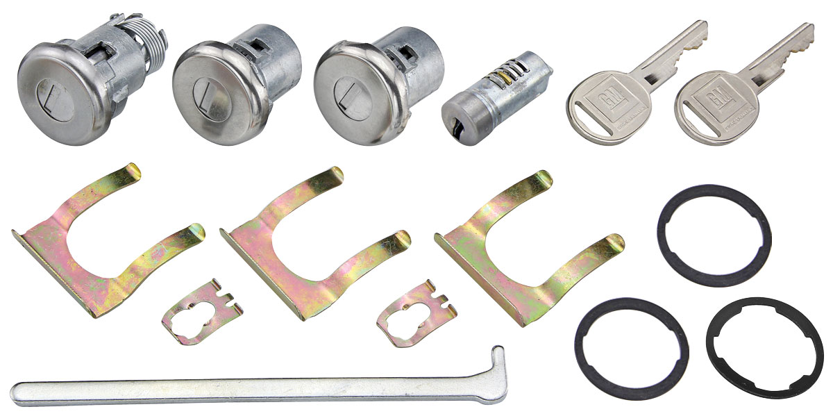 Lock Set, Glove Box/Trunk/Doors, 1964 Sky/1966 Chev/1968-69 Pont, w/ Late Keys 1 Lock Set, Glove Box/Trunk/Doors, 1964 Sky/1966 Chev/1968-69 Pont, w/ Late Keys