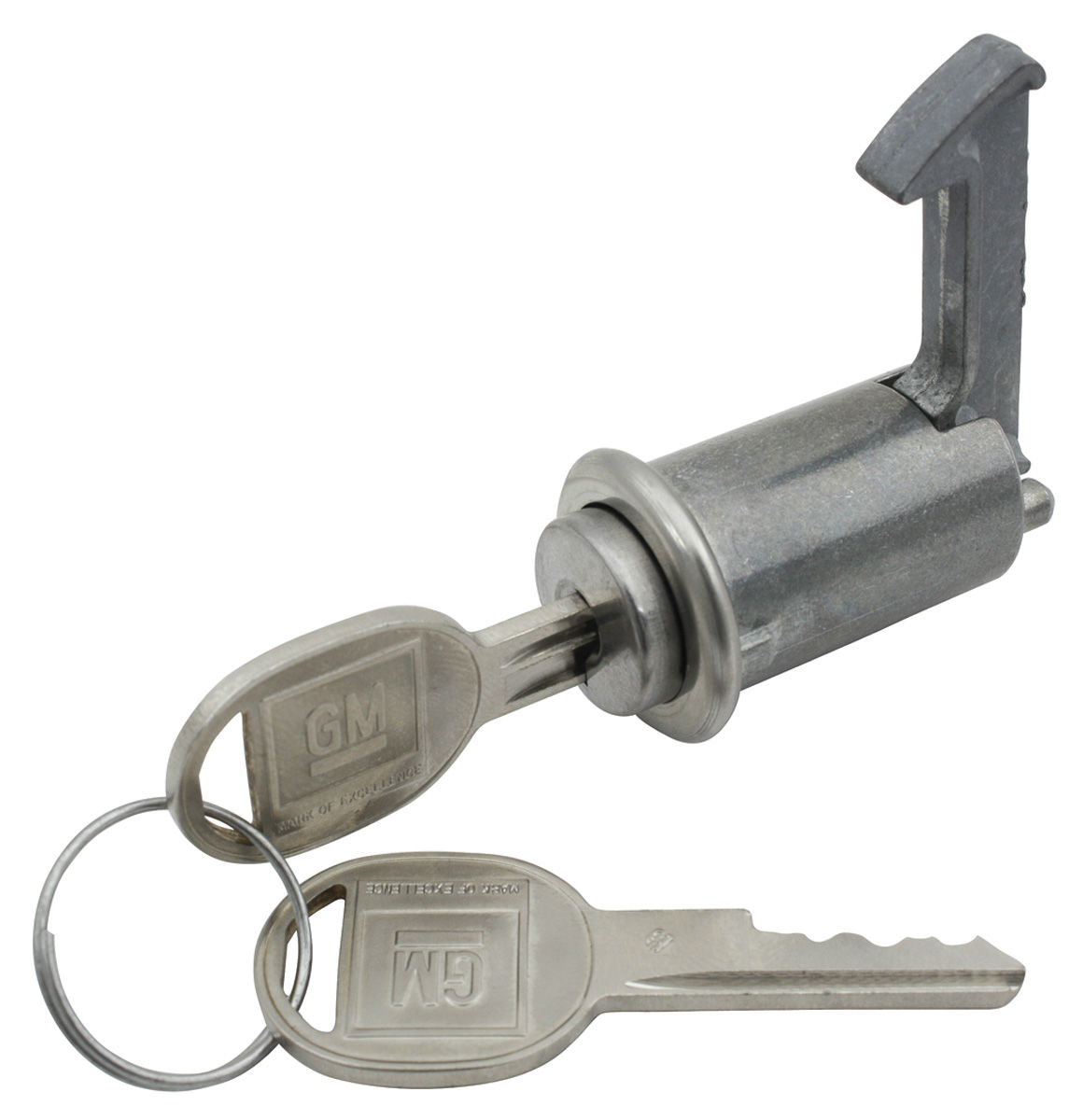 Lock Set, Glove Box, 1963-64 GP/Bonn/Cat/Riv, w/Late Style Round Keys 1 Lock Set, Glove Box, 1963-64 GP/Bonn/Cat/Riv, w/Late Style Round Keys