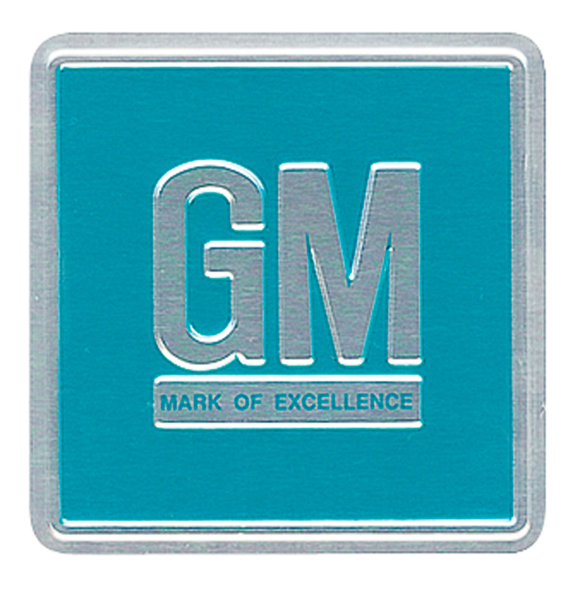 Decal, GM Mark Of Excellence, 1966-67 GM, Door Jamb, Turquoise 1 Decal, GM Mark Of Excellence, 1966-67 GM, Door Jamb, Turquoise