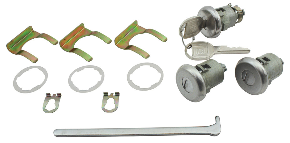 Lock Set, Doors/Trunk, 1971-76 Bonn/Cat, w/ Late Style Keys 1 Lock Set, Doors/Trunk, 1971-76 Bonn/Cat, w/ Late Style Keys