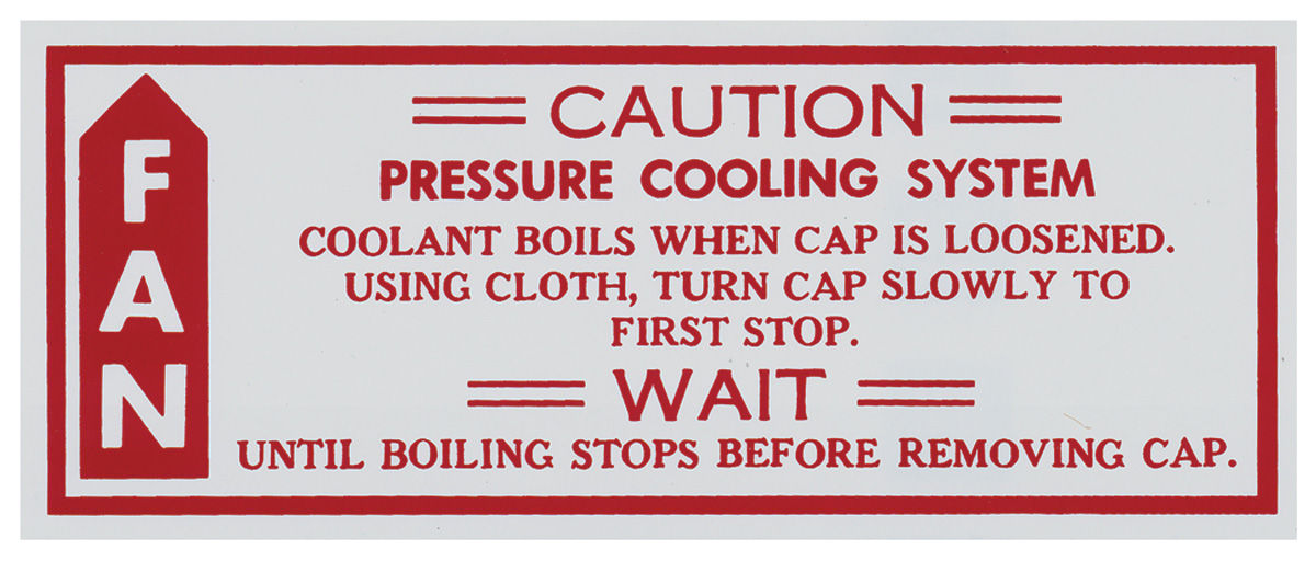 Decal, Fan Caution, 1979-80 Malibu 1 Decal, Fan Caution, 1979-80 Malibu